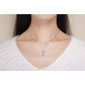 Romantic Rose Flower Pink Water Drop CZ 925 Sterling Silver Chain